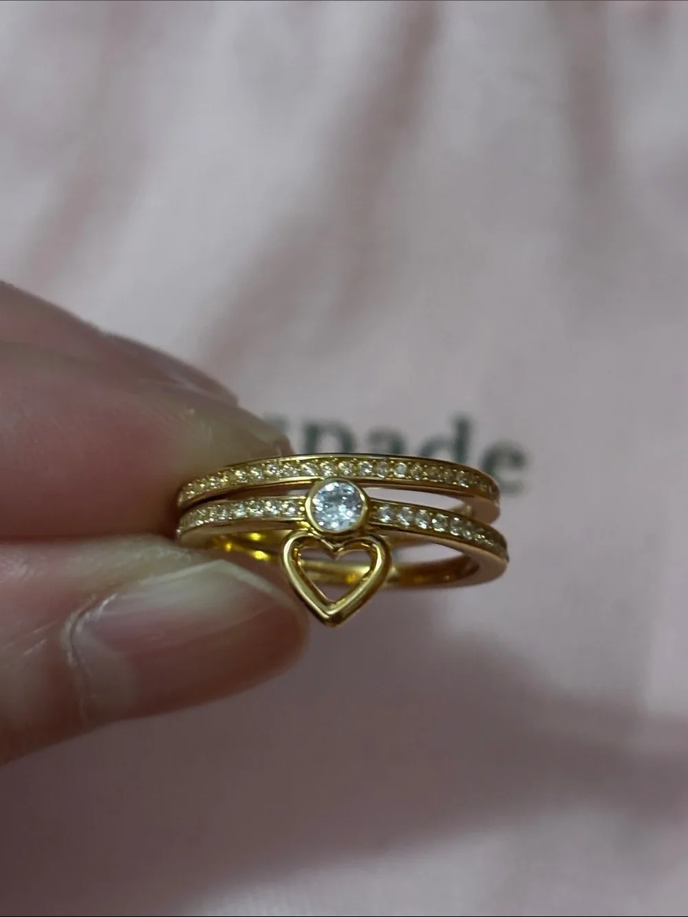 kate spade Gold Crystal Heart Stackable Ring